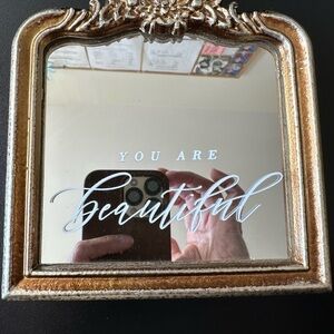 Gold Framed Mirror with Inspirational Mantra